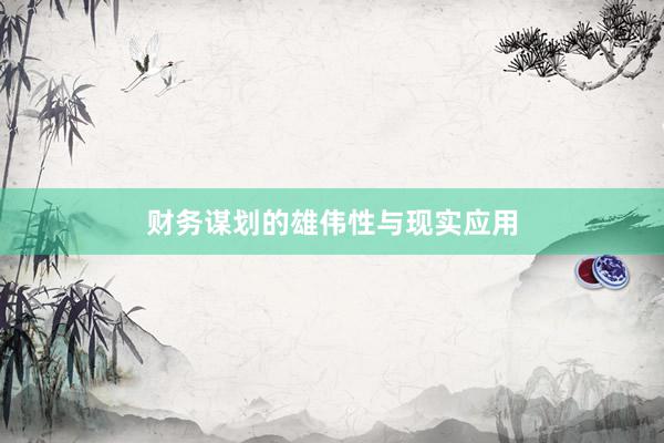 财务谋划的雄伟性与现实应用
